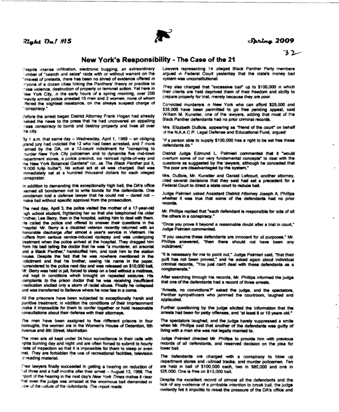 r  Shring 2009  32  New York’s Responsibility - The Case of the 21  e o et T 0  Lowes 14 staged Bsck Pantrr Pary e i Fodarl Court yesary e v stes ey bul e v srcomsrsnsl  oy so charged hat “xcesave bar- 1p 0 $100.000  which 1ot chrts e 7ad deprved i of et raecom and 3bity Emgar proary o . arey Cecausa ey 4 500 Cowicnd murdarn n New York who can aled 528,000 535000 nave Sewn e 10 56 e paning 2000 ilam W Koraver oo o o amyer. 843 o s Bk Pariver ctarcira 1 s e i  . s e of e cour on benat e NAXC P Logh Doens wnd Edvcnton P, uee.  1 poson s 1 gl $100.000 hn gt 0 e se o hase Pty  i  s  it Judge Ednund L Paimien conmaned tht # “weid 